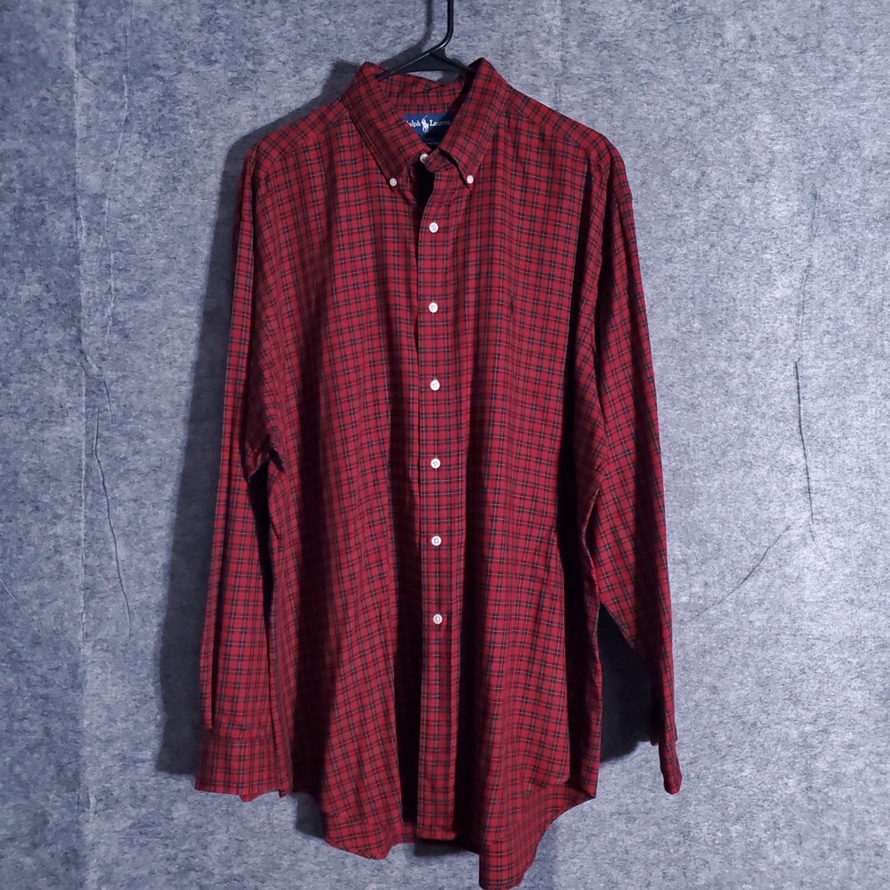 Ralph Lauren Blake Plaid Button Down Shirt Men's Long Sleeve Cotton Large Check
